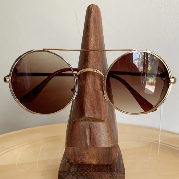 NWT Gold Steampunk Round Sunglasses | UV400 - Picture 2 of 7